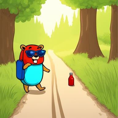 Go Blue Gopher crossed the road with a big bag on his back and drank tomato juice.