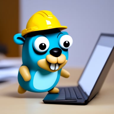 Go Blue Gopher typing in notebook.