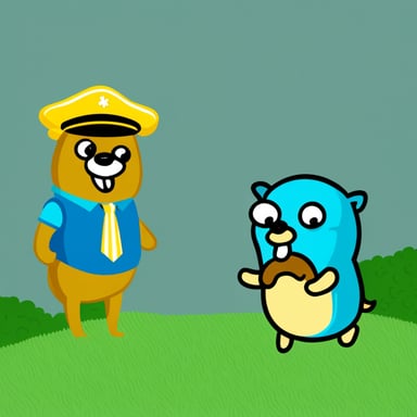 Go Blue Gopher with a dog.