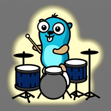 Go Blue Gopher playing the drums.