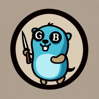 Go Blue Gopher with a Kubernetes logo.