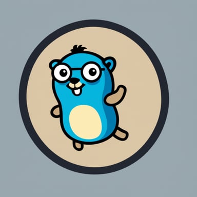 Go Blue Gopher with a Kubernetes logo.