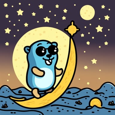 Happy Go Blue Gopher on the moon.