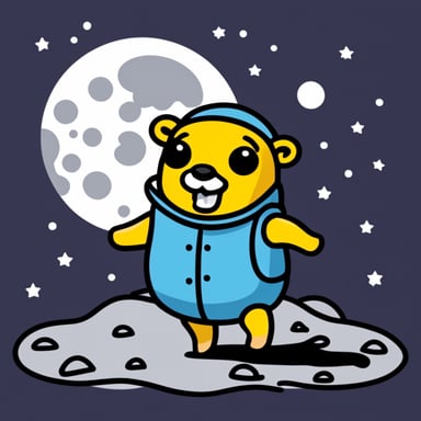 Happy Go Blue Gopher on the moon.
