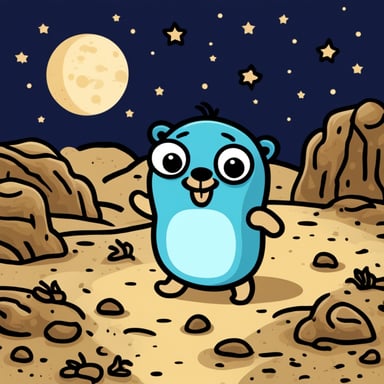 Happy Go Blue Gopher on the moon.