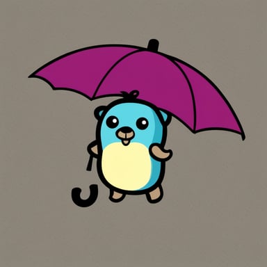Generate a go blue gopher using a t-shirt with an umbrella.