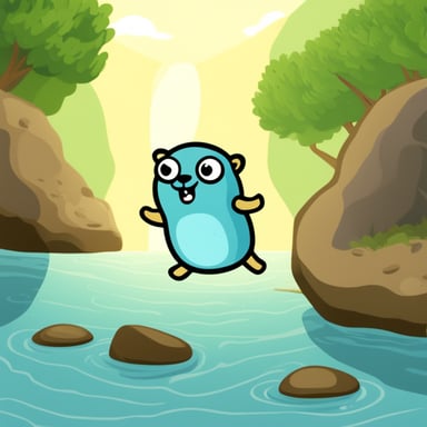 Go Blue Gopher jumping in the river.