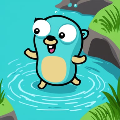 Go Blue Gopher jumping in the river.