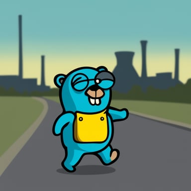 Go Blue Gopher in Chernobyl feeling down.