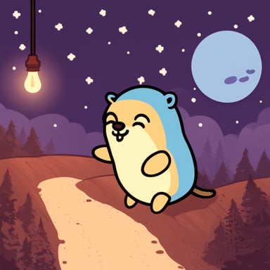 Go Blue Gopher in the sky at night.