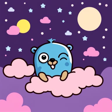 Go Blue Gopher happy in the sky at night.