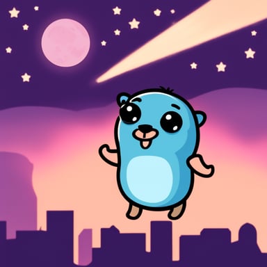 Go Blue Gopher happy in the sky at night.