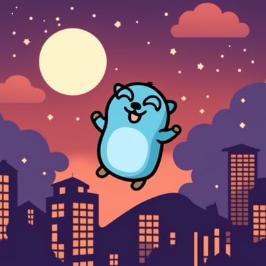 Go Blue Gopher happy in the sky at night.