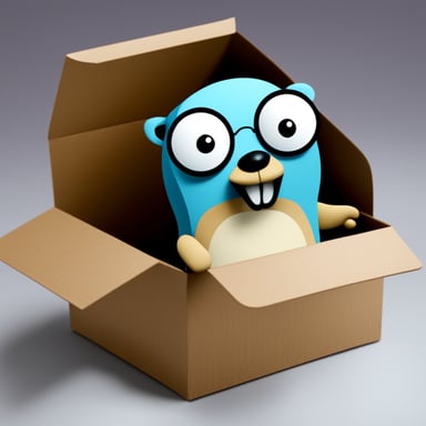 Go Blue Gopher thoughtfully looked for something in a box full of paper scripts.