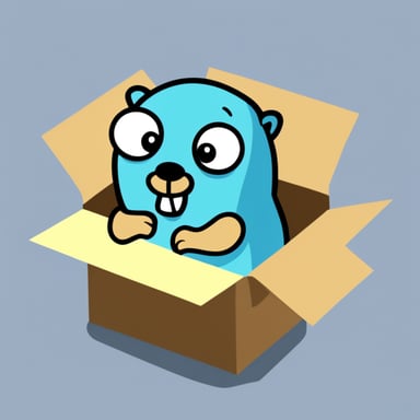 Go Blue Gopher thoughtfully looked for something in a box full of paper scripts.