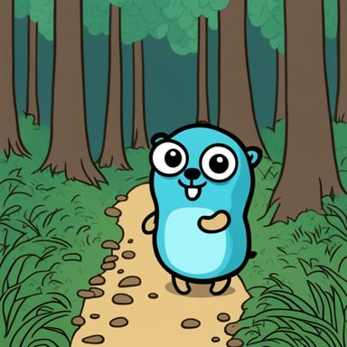 Go Blue Gopher explores a forest.