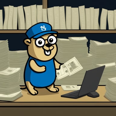 Go Blue Gopher working for The New York Times newspaper.