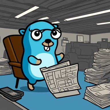 Go Blue Gopher working for The New York Times newspaper.