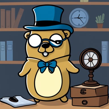 Detective Go Blue Gopher with a large monocle