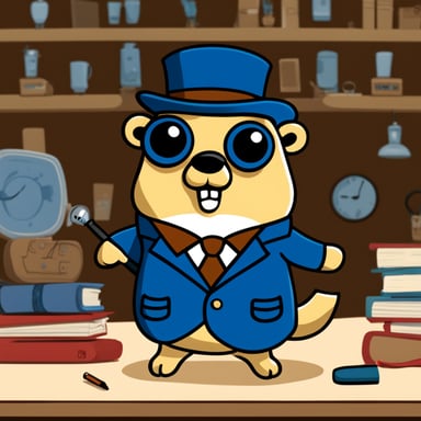 Detective Go Blue Gopher with a large monocle
