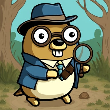 Detective Go Blue Gopher with a large monocle