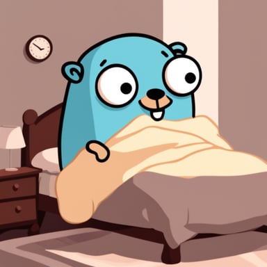 Go Blue Gopher sleeping in bed.