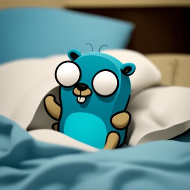 Go Blue Gopher sleeping in bed.