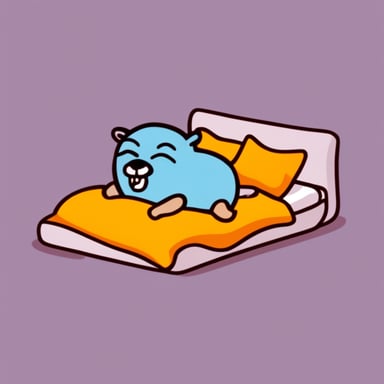 Go Blue Gopher sleeping in bed.