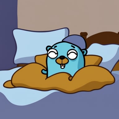 Go Blue Gopher sleeping in bed.