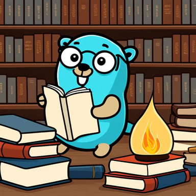 Go Blue Gopher as a Korean Seonbi with many books and studying hard.