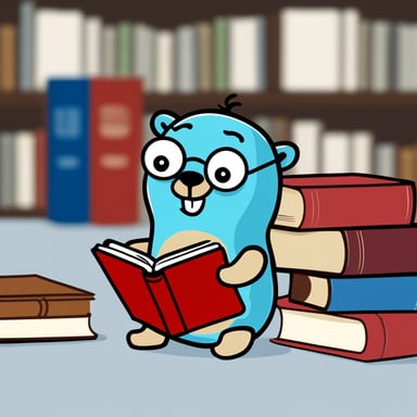 Go Blue Gopher as a Korean Seonbi with many books and studying hard.