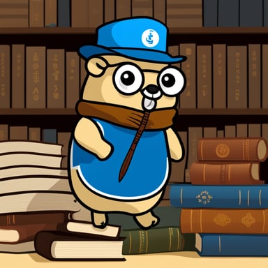 Go Blue Gopher as a Korean Seonbi with many books and studying hard.