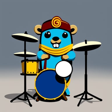 Go Blue Gopher playing drum as the main character.