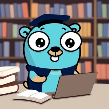 Go Blue Gopher is studying with a laptop.