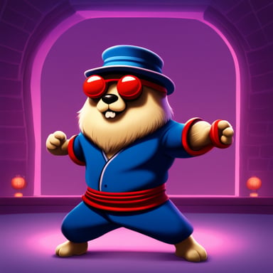 Go Blue Gopher as a muscular kung fu grandmaster.