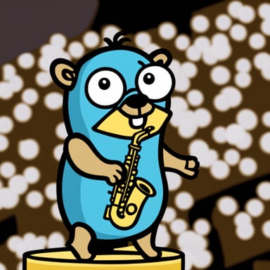 Go Blue Gopher playing saxophone