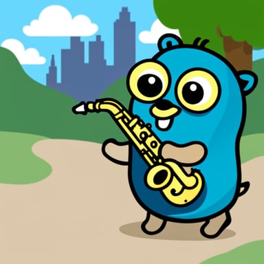 Go Blue Gopher playing saxophone