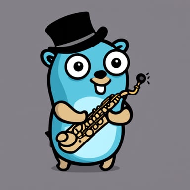 Go Blue Gopher playing saxophone