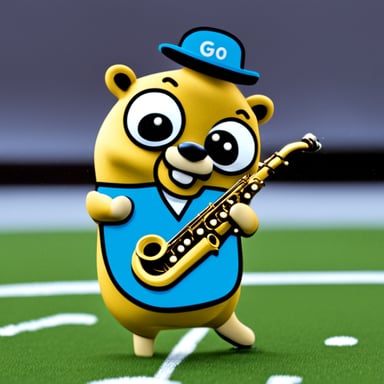 Go Blue Gopher playing saxophone