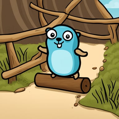 A go blue gopher, filled with determination, faces a challenging obstacle course.
