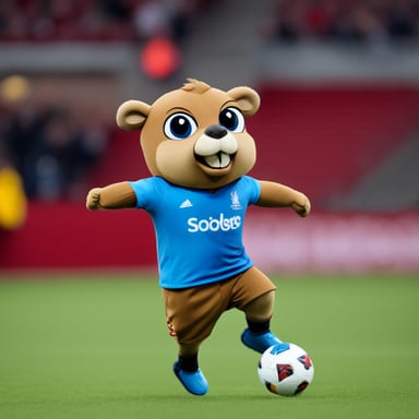 A Go Blue Gopher in a FC Liverpool jersey.