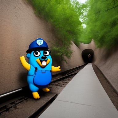 A gopher security team, led by the vigilant Go Blue Gopher, ensures the safety of the underground networks.