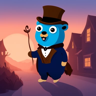 Mysterious gentleman go blue gopher.