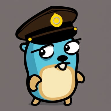 Go Blue Gopher dressed as a cop, with a serious face.