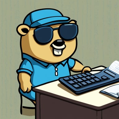 Go Blue Gopher doing math on a big calculator while doing test-driven development.