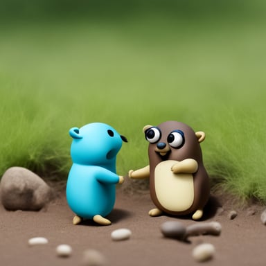 Go Blue Gopher canoodling another gopher.
