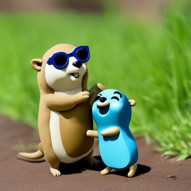 Go Blue Gopher canoodling another gopher.