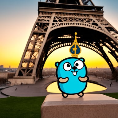 A Go Blue Gopher on the Eiffel Tower.