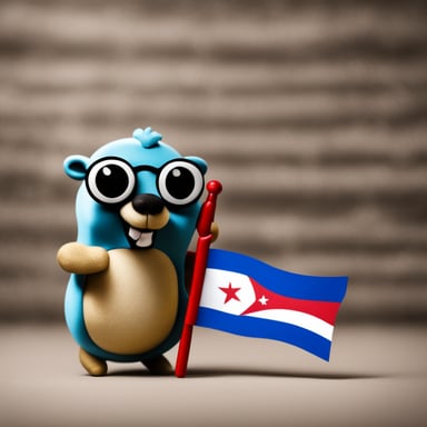 Go blue gopher explores the flag of Cuba.