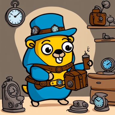 Go Blue Gopher travelling through time.